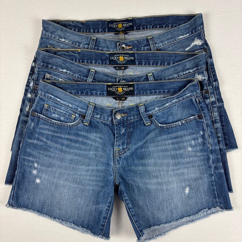 Lucky Brand 8/29 Riley Distressed Raw Hem Cutoff Jean Shorts Bundle
